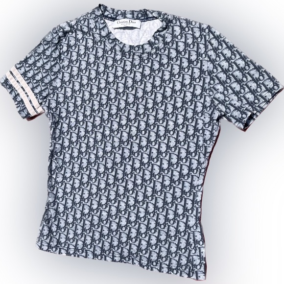 DIOR • AUTHENTIC Y2K VINTAGE MONOGRAM BLUE BABY TEE XS/XXS - Picture 2 of 9